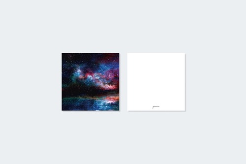 銀河を漂う景色を描いた、メッセージカード