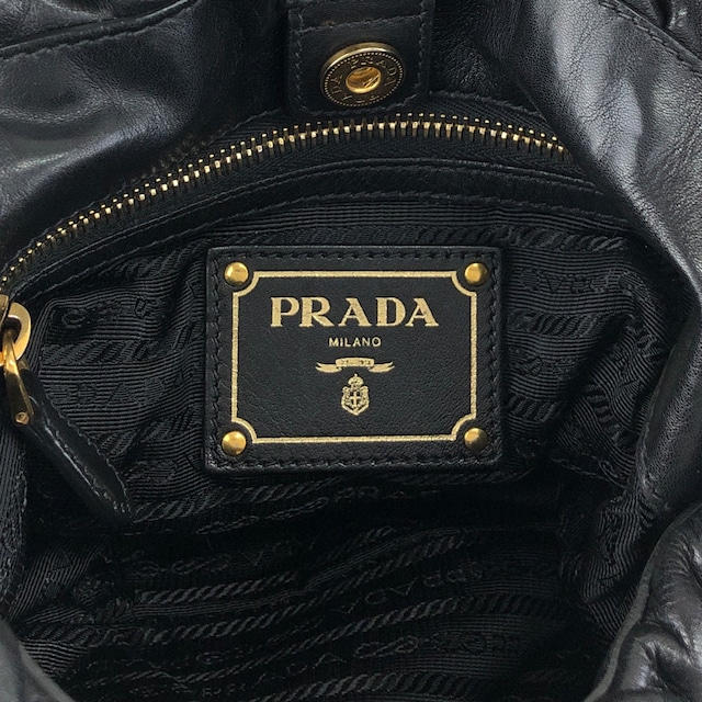 PRADA プラダ ショルダーバッグ ブラック ロゴ レザー ホーボーバッグ vintage ヴィンテージ オールド ay6whk