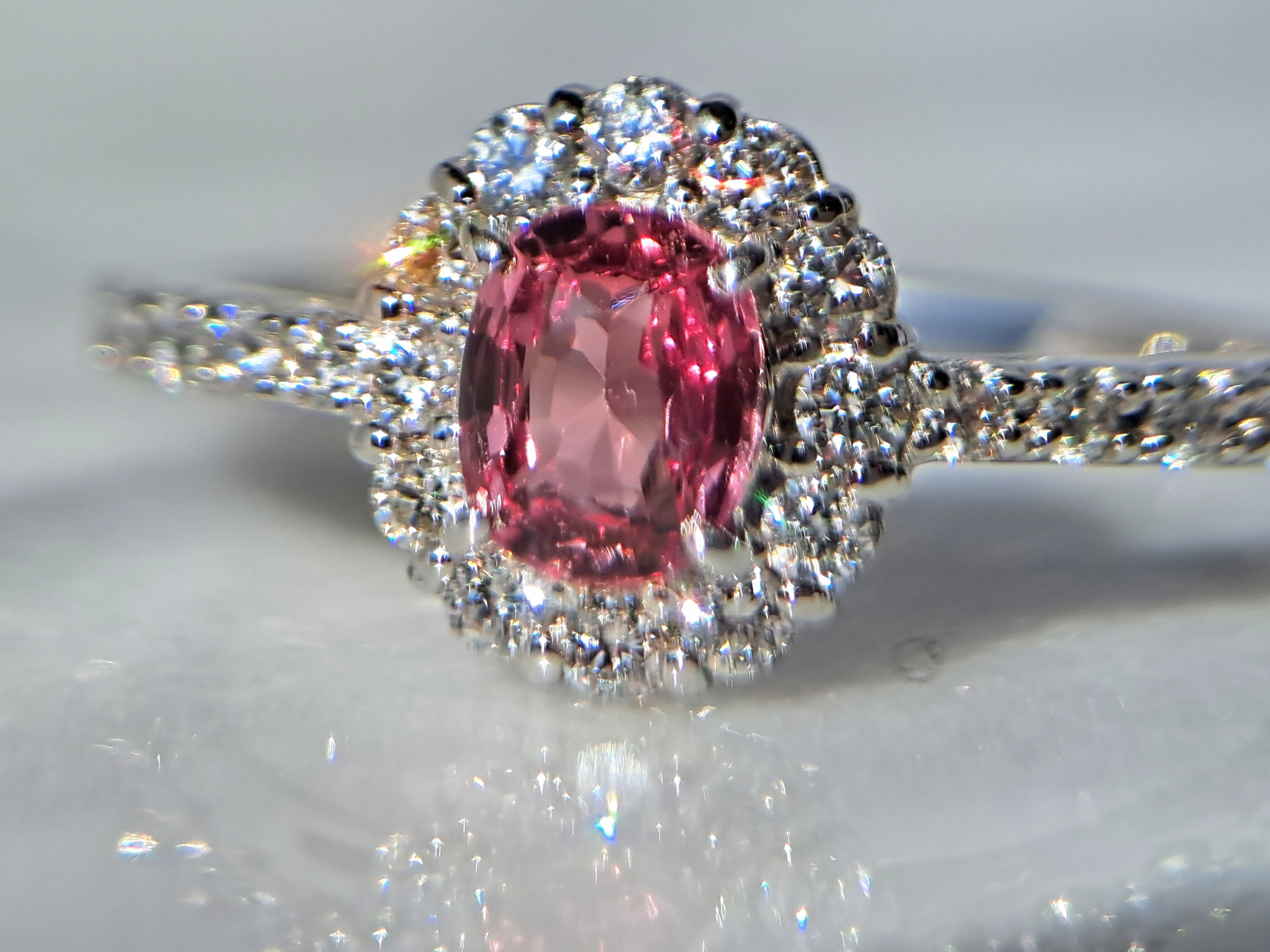 新品 パパラチアサファイア ダイヤモンド リング 0.35ct Pt Pt950 