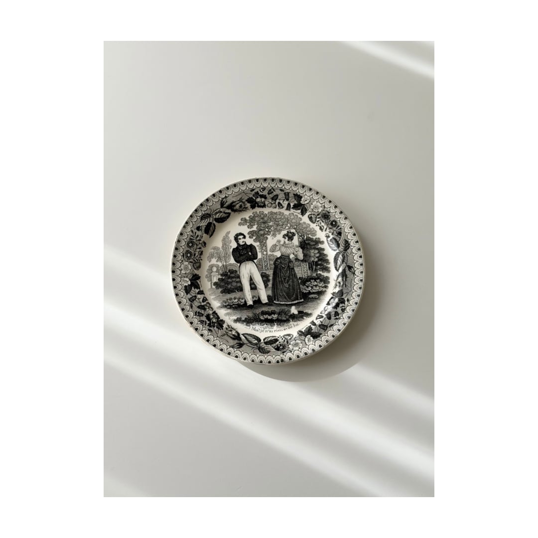 Choisy le roi ショワジールロワ / 男女のグリザイユプレート 1824-1835s