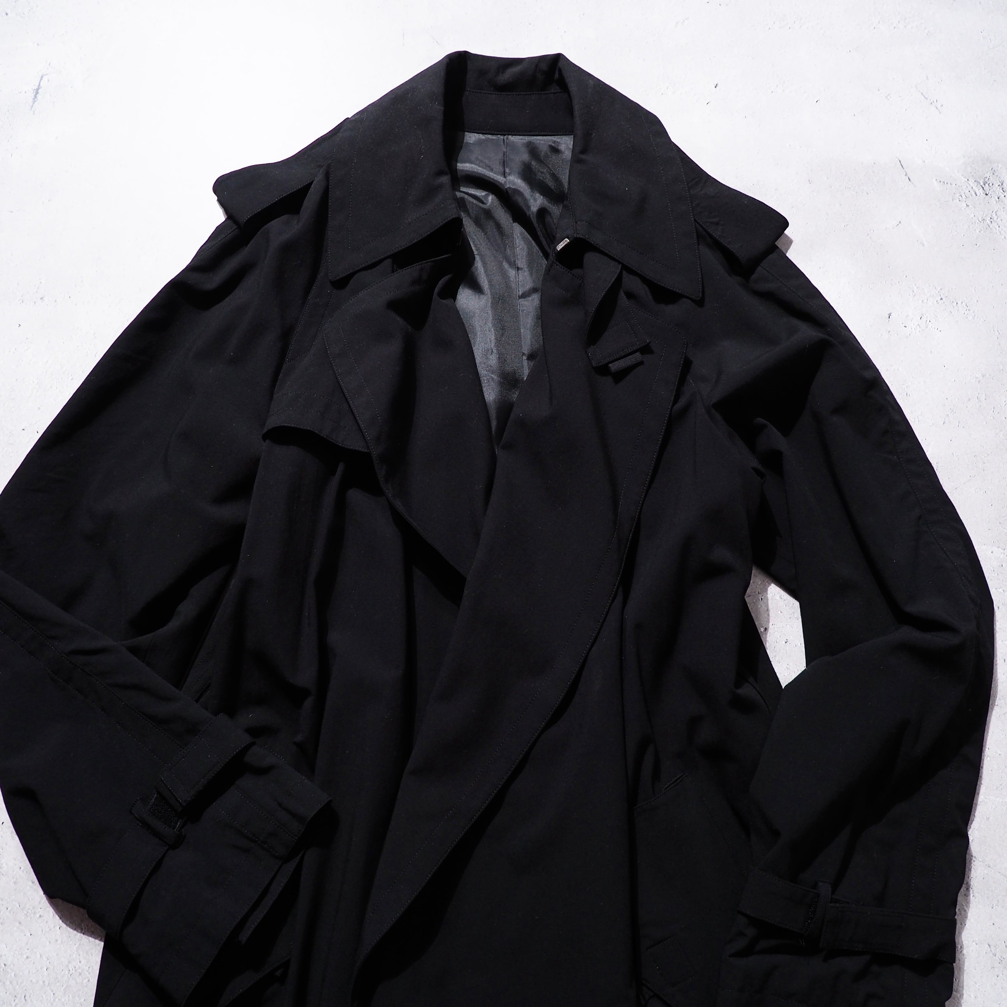 Jean paul GAULTIER HOMME black drape trench coat