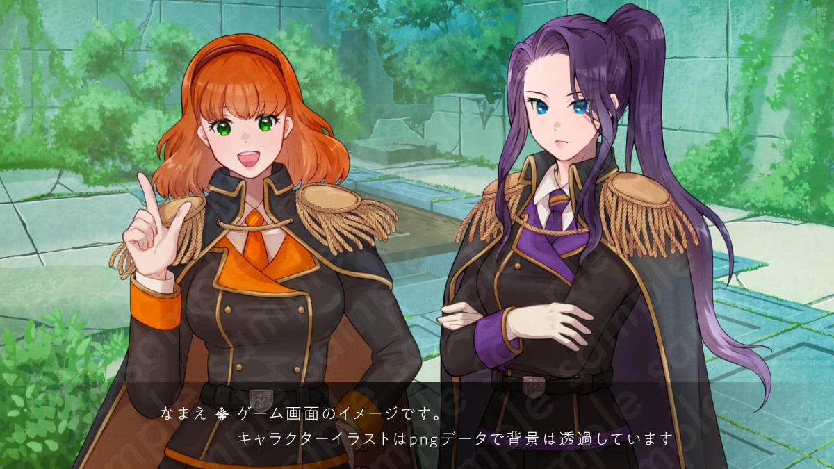 立ち絵素材】気高く凛々しい雰囲気の紫髪軍服風女性のイラスト・騎士団