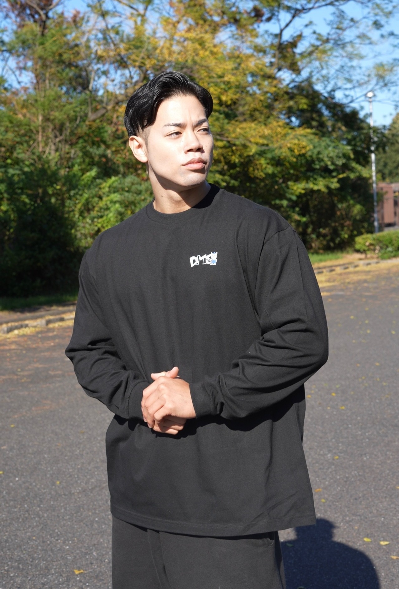 長袖Tシャツ "DMS"【ブラック】《S-XL》
