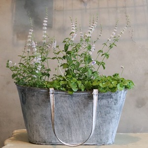 ブリキ植木鉢 　ブリキバッグL　シャビーシック　オシャレ　4063