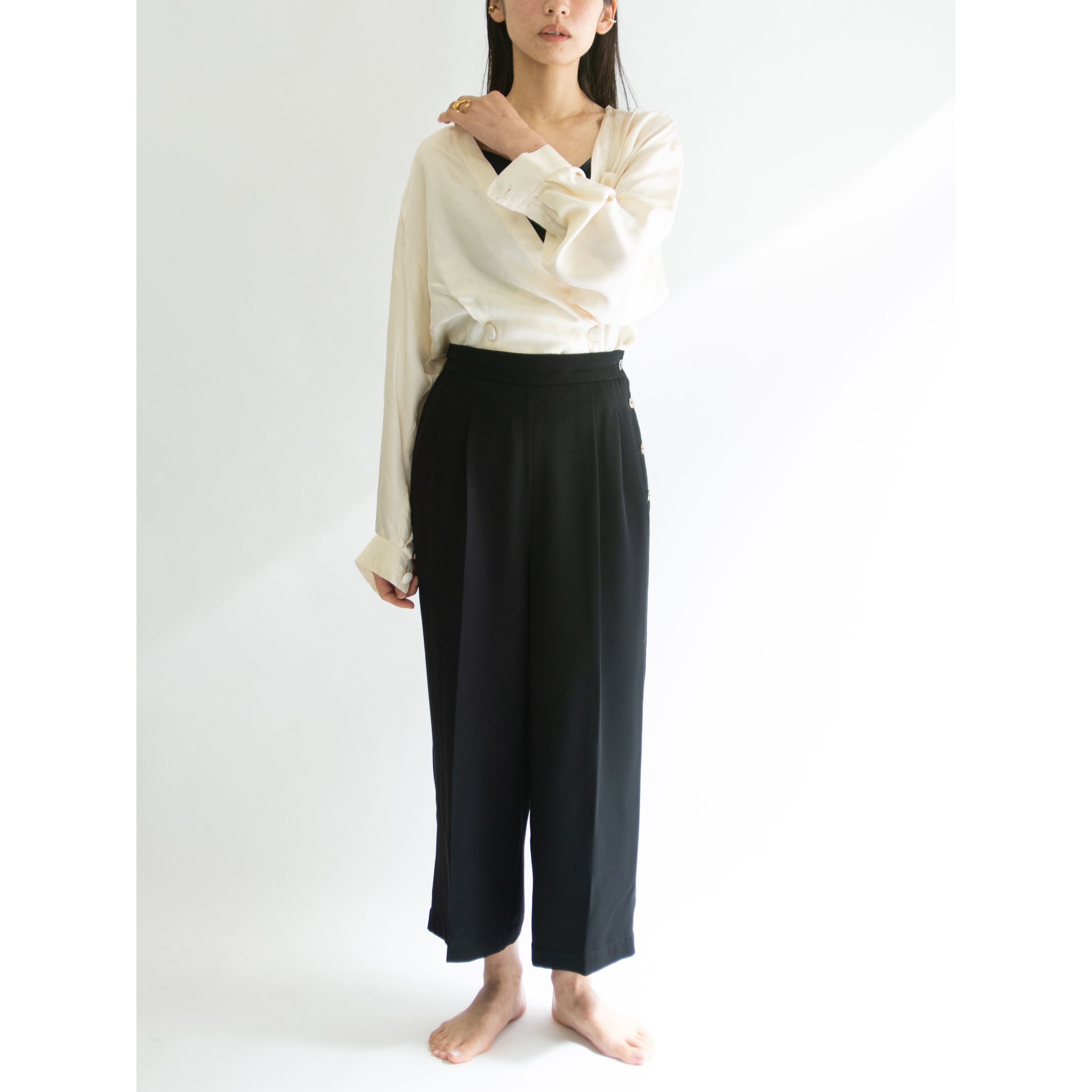 【tricot COMME des GARCONS】Made in Japan "AD1988" 100%Polyester Cropped Wide Pants(トリコ コムデギャルソン 日本製 ポリエステルクロップドワイドパンツ)