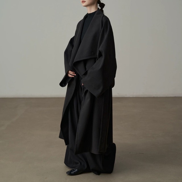 Drape collar long coat C1427