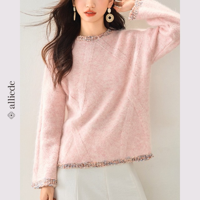 ミックスヤーンニットプルオーバー　A3300