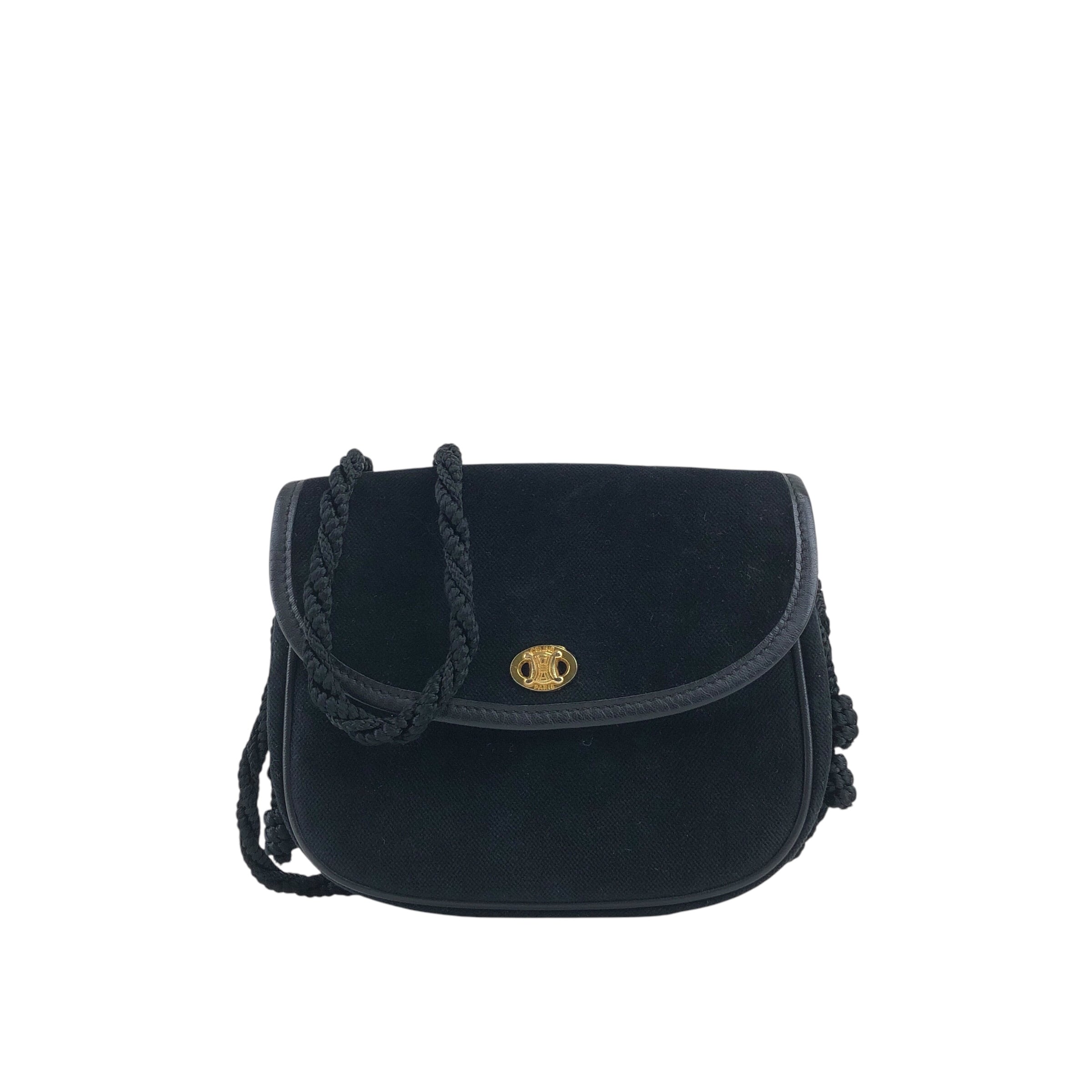 CELINE セリーヌ ショルダーバッグ ブラック ブラゾン タッセル ベロア