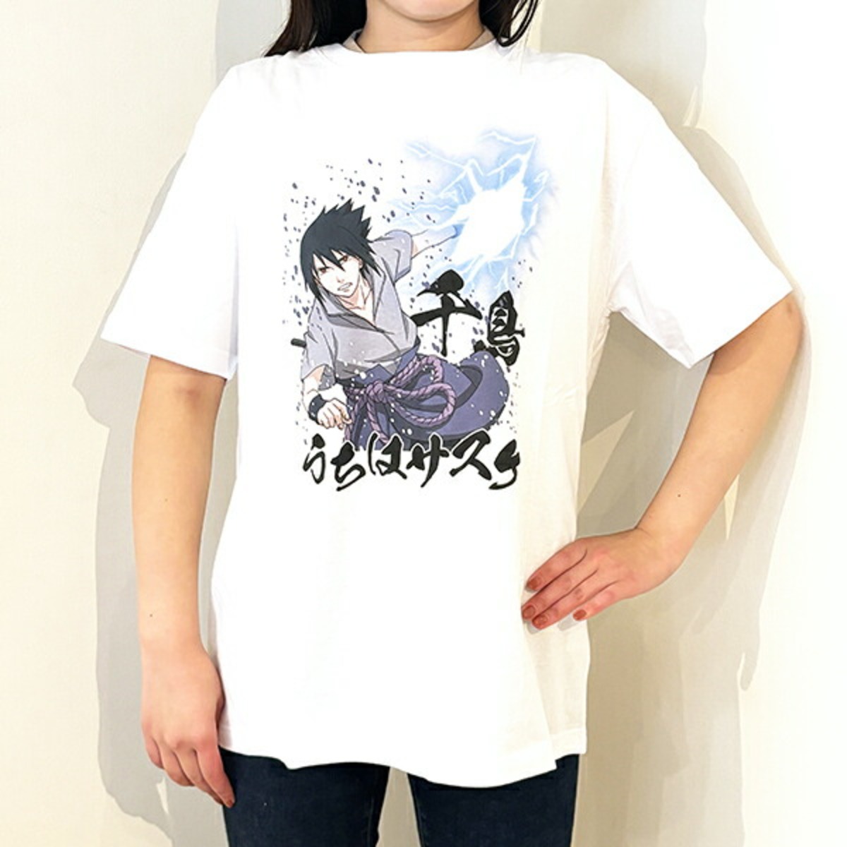 NARUTO(ナルト) うちはサスケ千鳥 Tシャツ(ホワイト) 3Lサイズ 