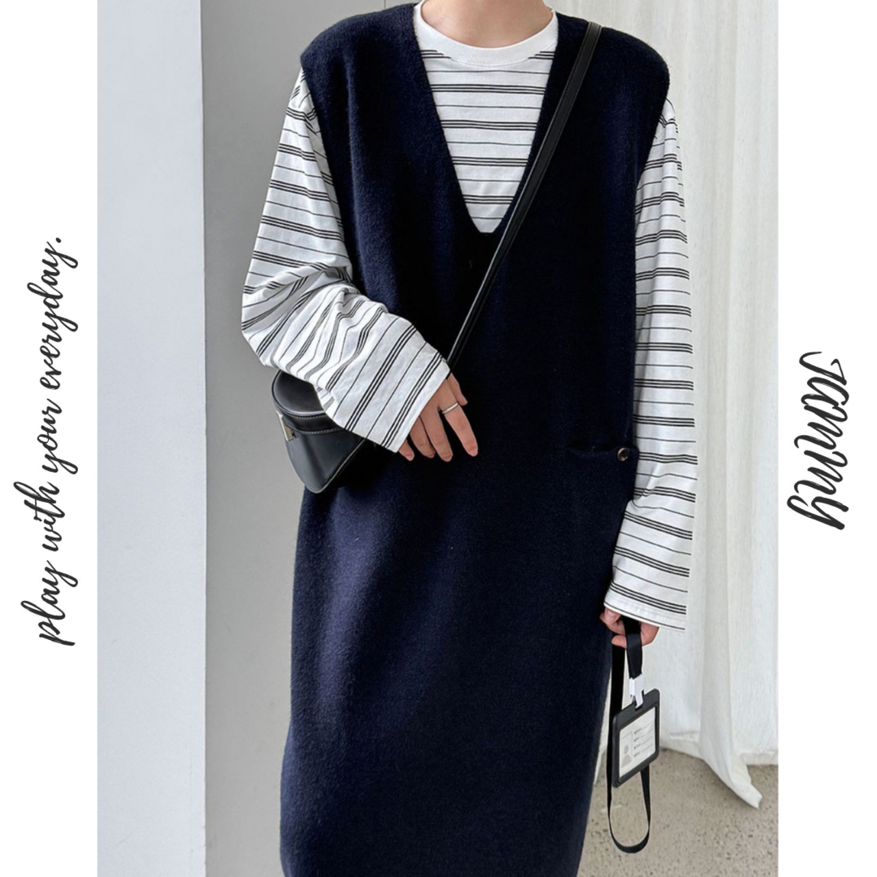 v-neck sleeveless knit dress J00136