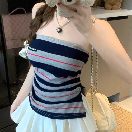 配色ボーダーチューブトップ ・70705