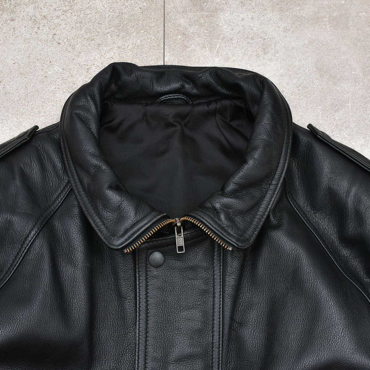Deformation design black leather jacket | 古着屋 grin days memory
