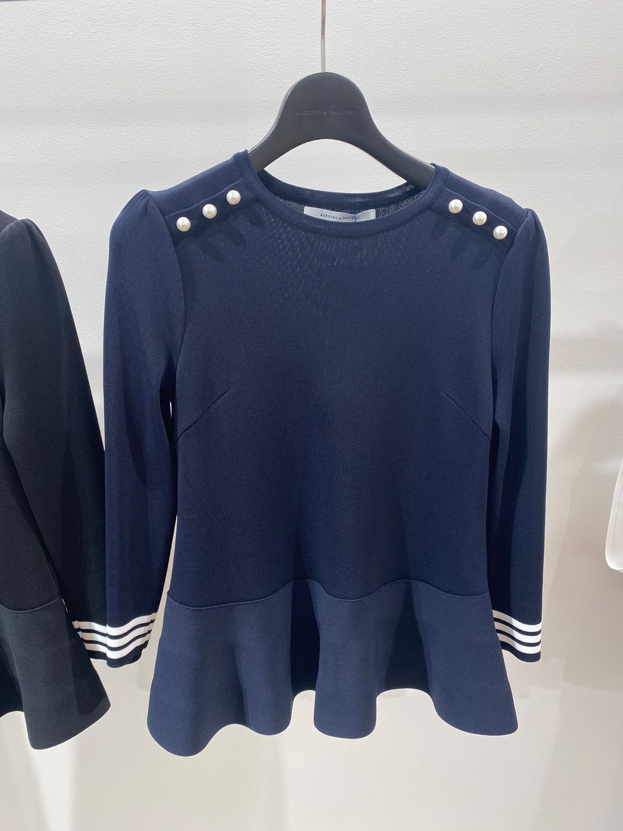 BORDERS at BALCOMY RAYON PEPLUM KNIT3色展開 ボーダーズアットバルコニー　レーヨンペプラムニット