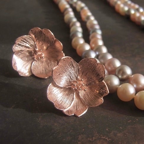 Fiori/桜のシルバーピアス(ローズゴールド・ブラック)