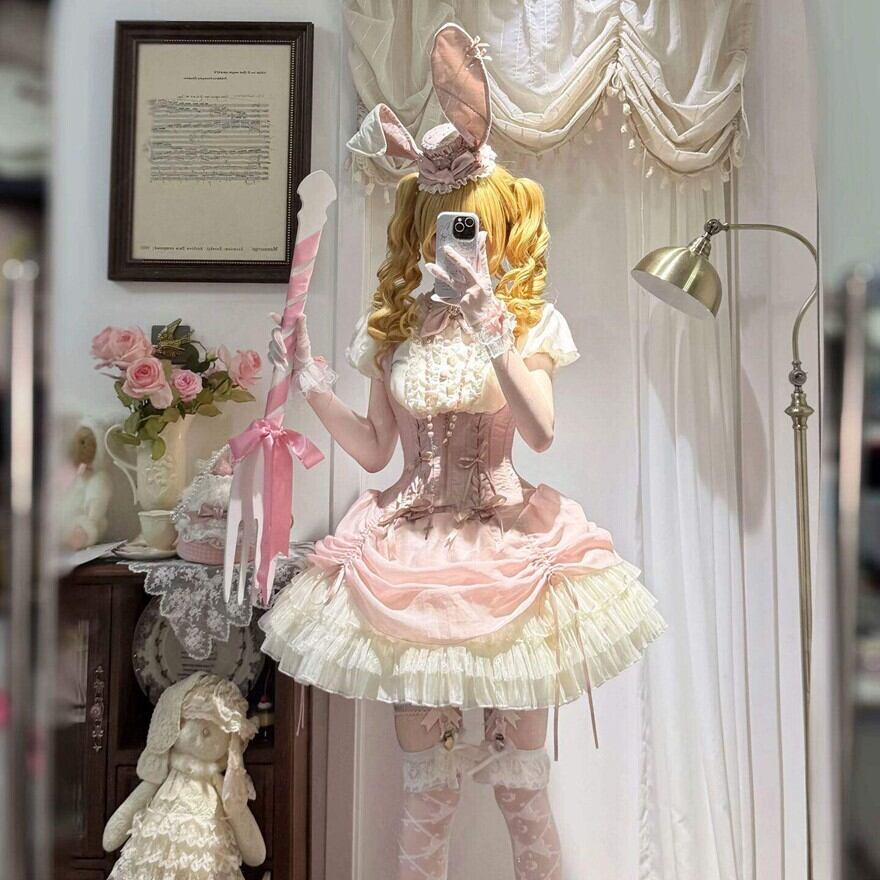 甘ロリ クラシカルガーリー ピンク JSKセットアップ リボンブラウス