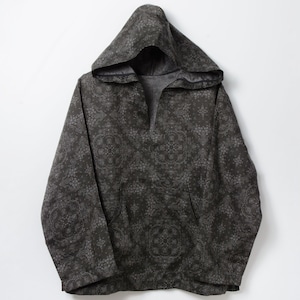 zampuメキシカンパーカー (Leftover fabric Mexican hoodie) -gray arabesque pattern-