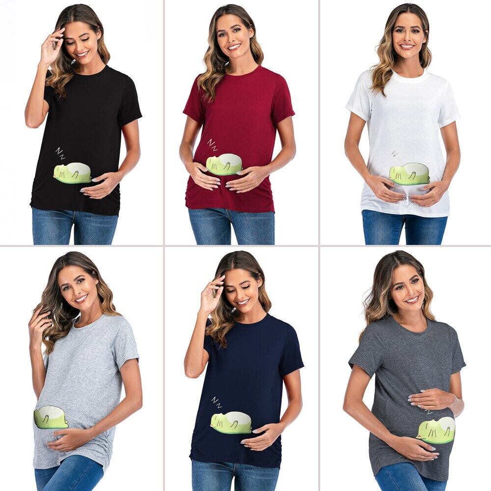 【新作】【送料無料】 6108＃ファニーベイビープリントマタニティTシャツサマーベリーTシャツ服妊婦半袖妊娠ティートップス ショート ハーフスリーブ 夏物 AL expec471303150976