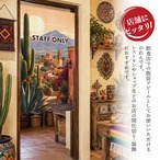 【受注生産】のれん 夕陽のサボテン街道 STAFF ONLY 85×150cm 52239