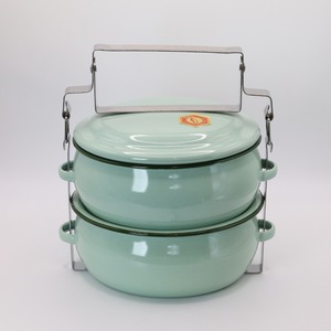 タイ・ホーローお弁当箱 (グリーン・２段)