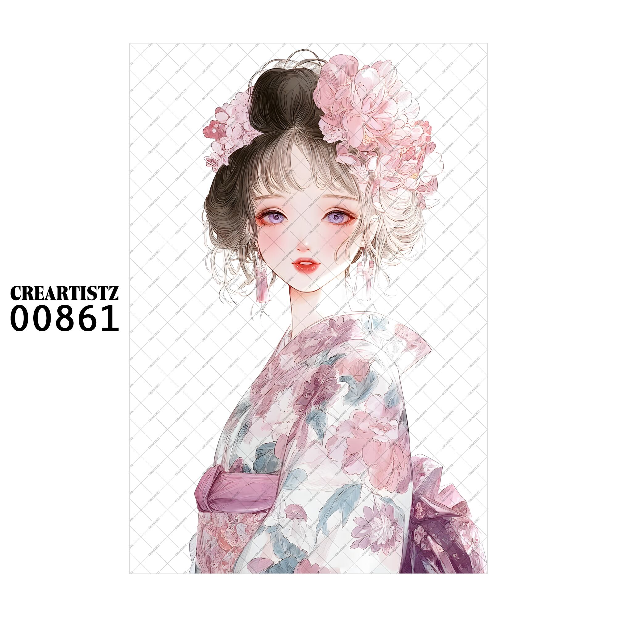 00861 ガール キュート オリジナル ペーパー/ステッカー 4枚セット CREARTISTZ