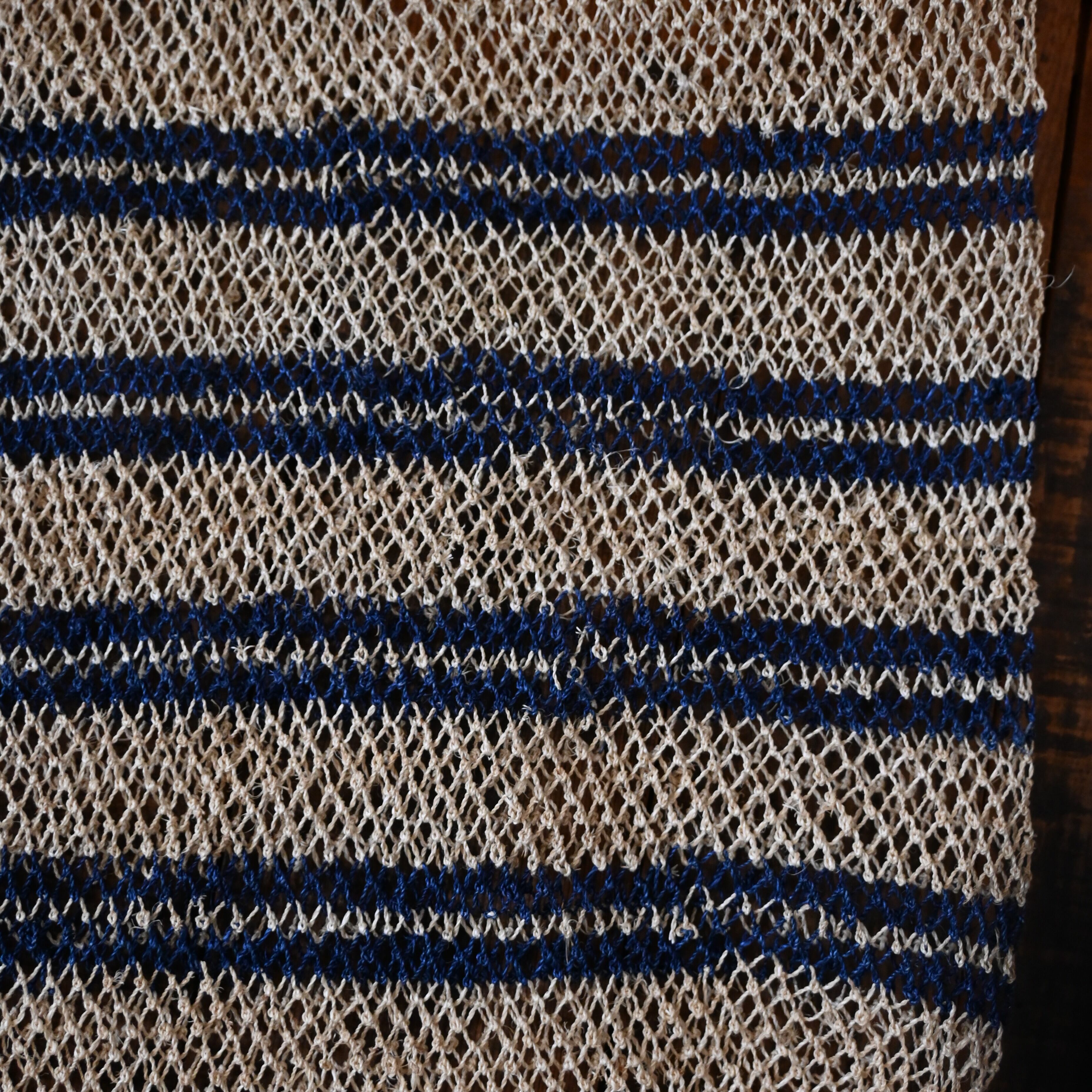 ラオス 葛の手編みバッグ- double line blue - | Pan puri yêe