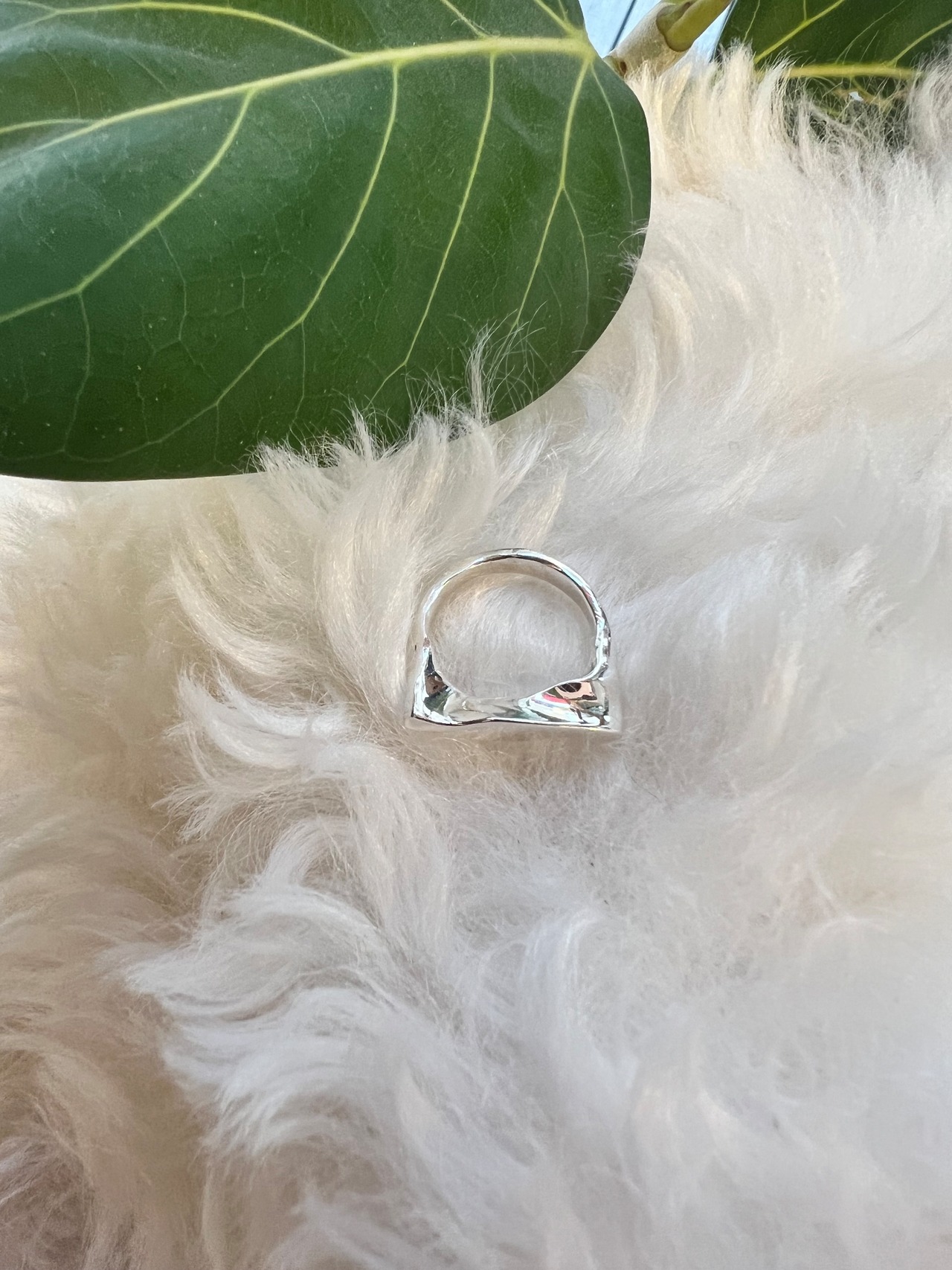 silver925ウェーブ四角形リング