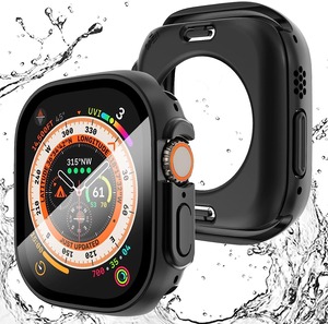【努力特価】【覗き見防止】AMAPC for Apple Watch ケース Apple Watch Ultra3/Ultra2/Ultra 49mm 用 ケース 360度全面防水 バンド 水泳・スポーツ専用 ガラスフィルム 一体型 360フルボディ防水 アップルウォッチケース 49mm対応 ブラック