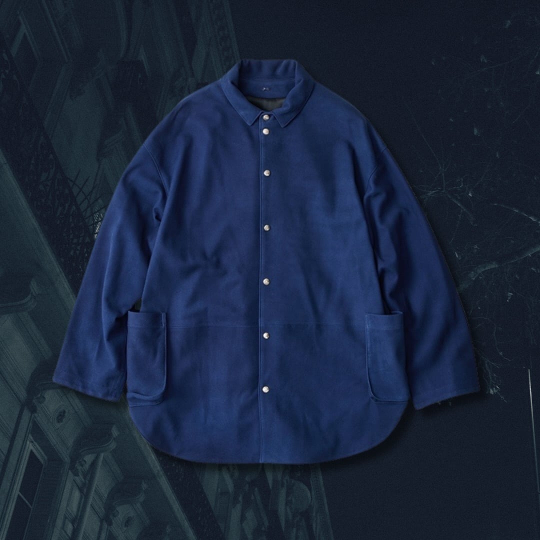 LEATHER SUEDE SHIRT JACKET W/SILVER BUTTONS (ENTREFINO 