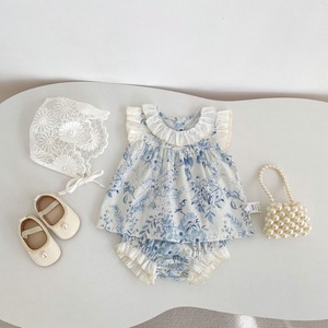 【BABY】ブルー花フリルセットアップ