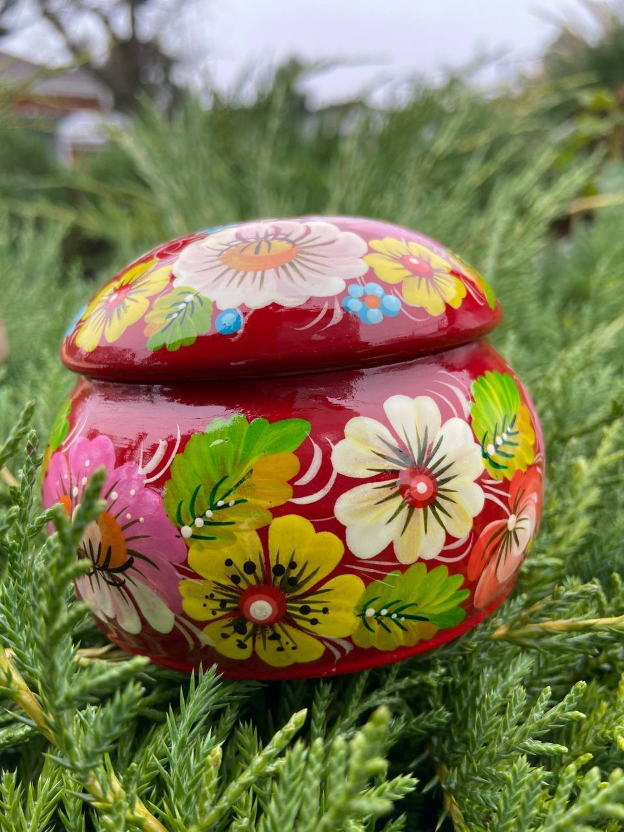 ペトリキウカ塗りのジュエリーボックス（人間国宝ホメンコ作）ウクライナ製 - 5