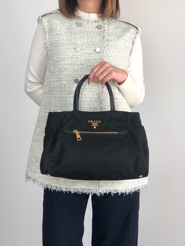 PRADA プラダ ショルダーバッグ ブラック ロゴ ナイロン 2way ミニボストン vintage ヴィンテージ オールド 453265