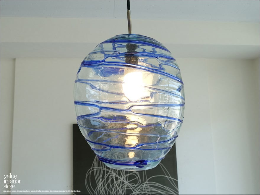 吹きガラスペンダントライトclbl-L 天井照明 照明器具 硝子ランプシェード 吊り下げ灯 明かり 送料込 Φ27xH32cm