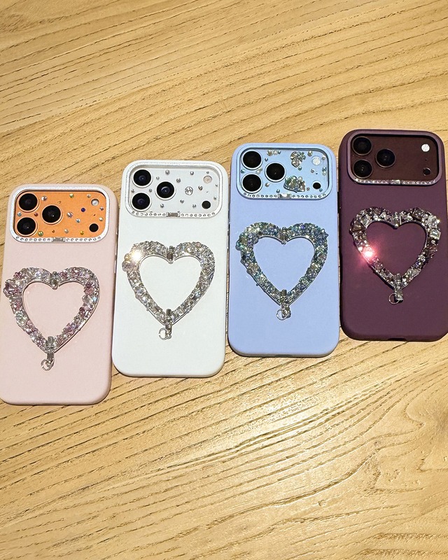 ビジューハート スタンド付き iPhoneケース（4 colors）