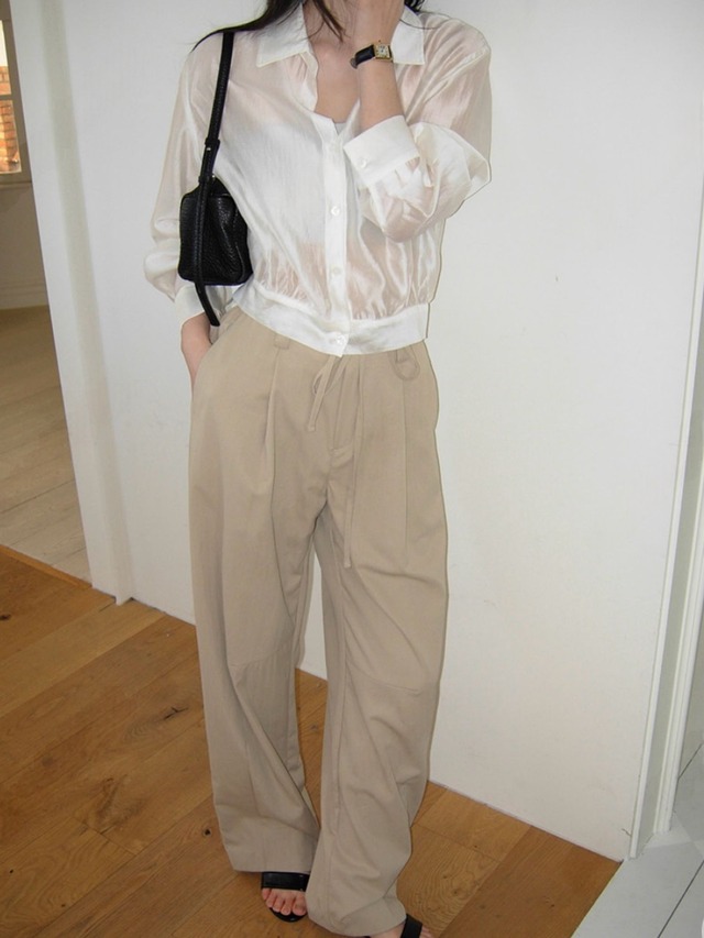 Sheer Gathered Hem Shirt