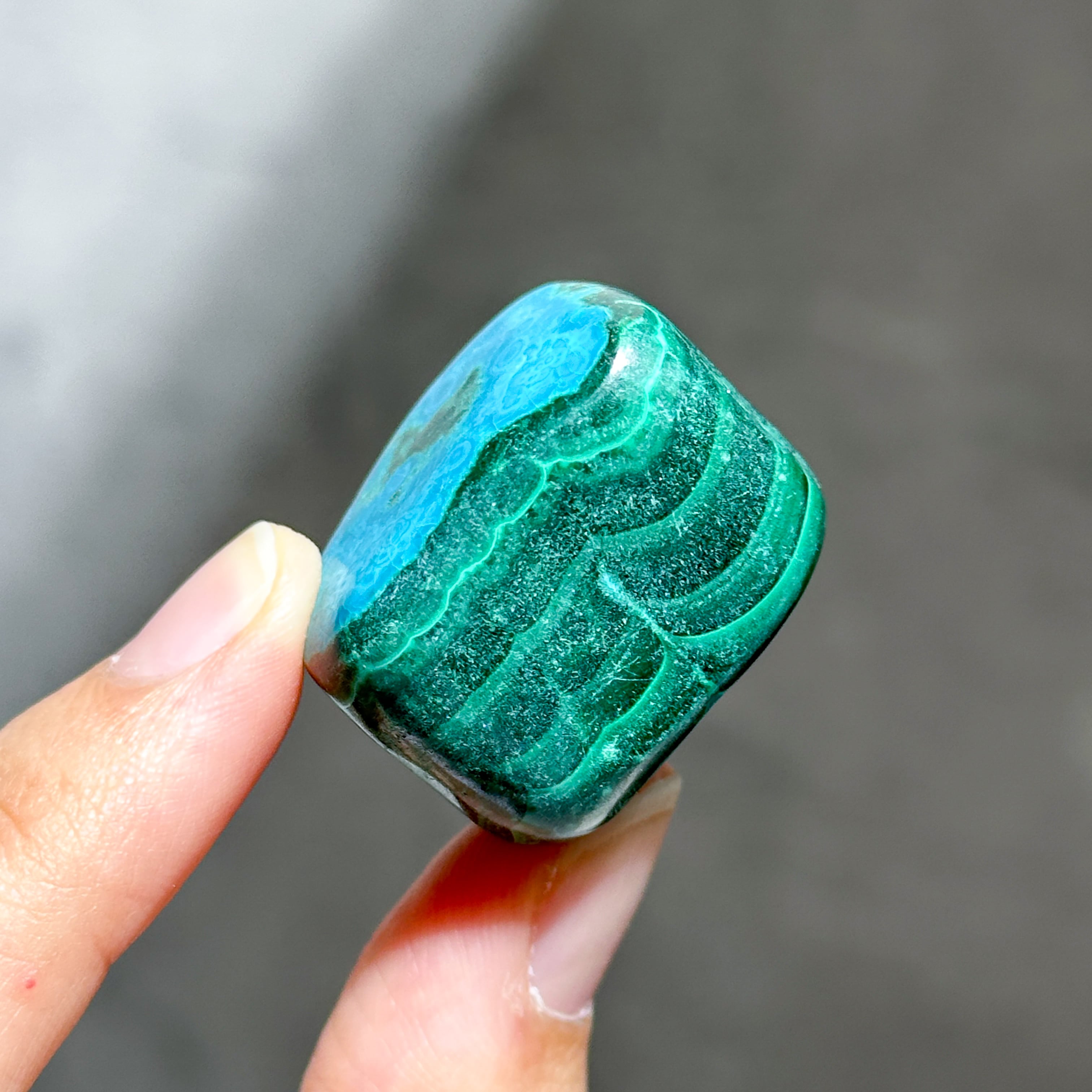 マラカイト with クリソコラ（マラコラ） タンブル14