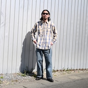 Leh / Bonber Jacket とBOWWOWのネルシャツ、モーターサイクルパンツ