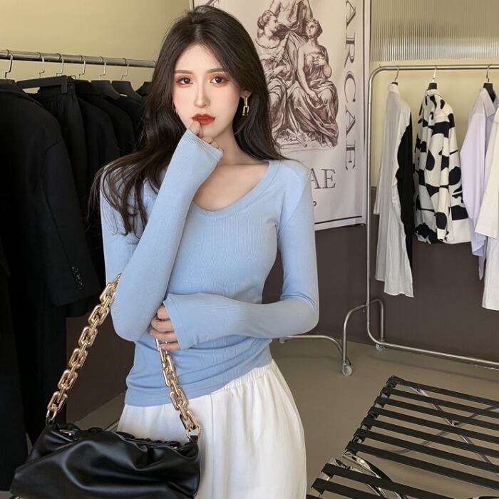 スリムシャツ スプリングレッド長袖スリーブトップス ロング 春物 ドラファッションホール67397643563