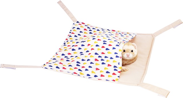 【フェレット用品】カラフルツリーハンモック　ベージュ/ネイビー