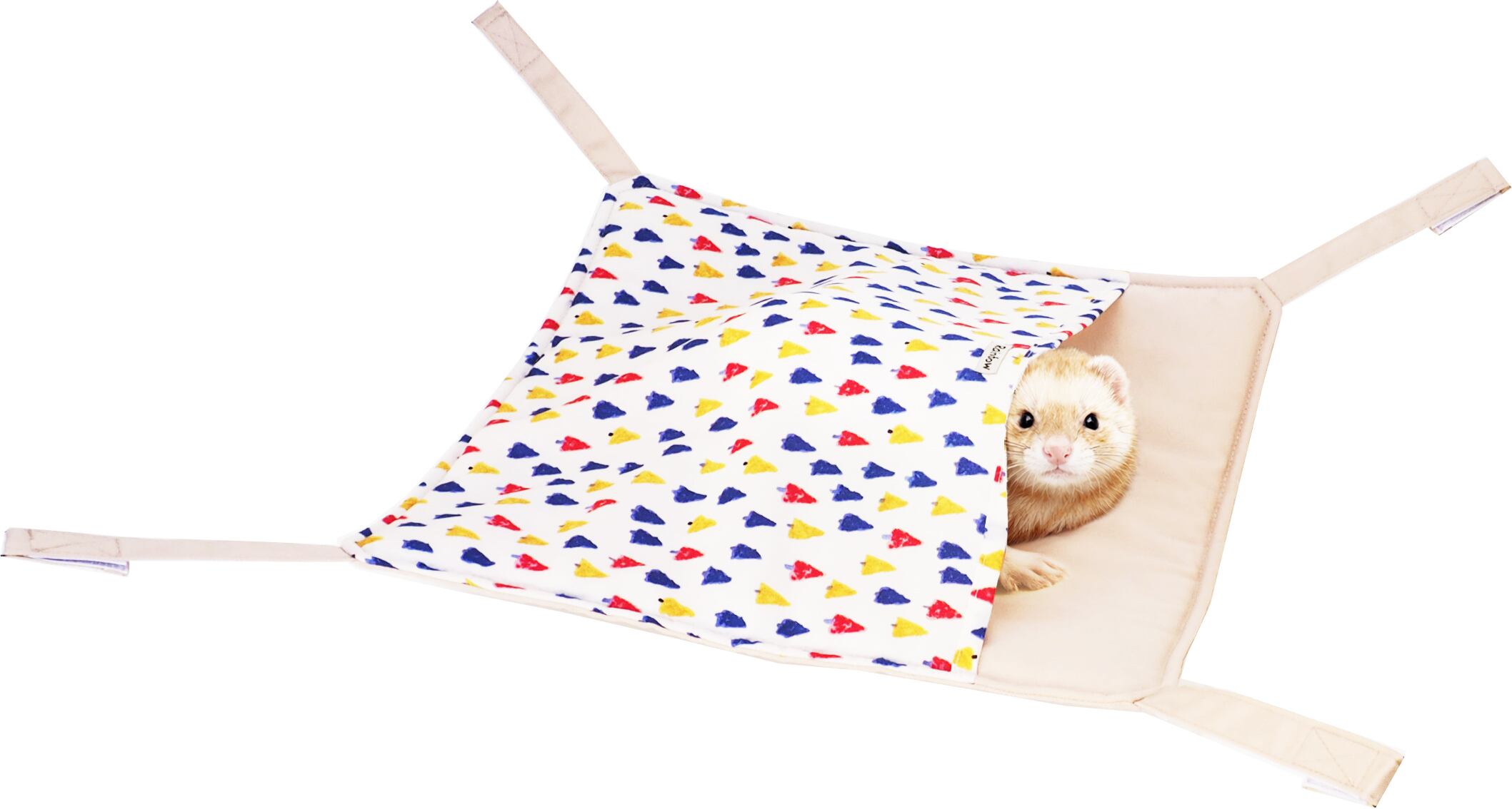 【フェレット用品】カラフルツリーハンモック ベージュ/ネイビー