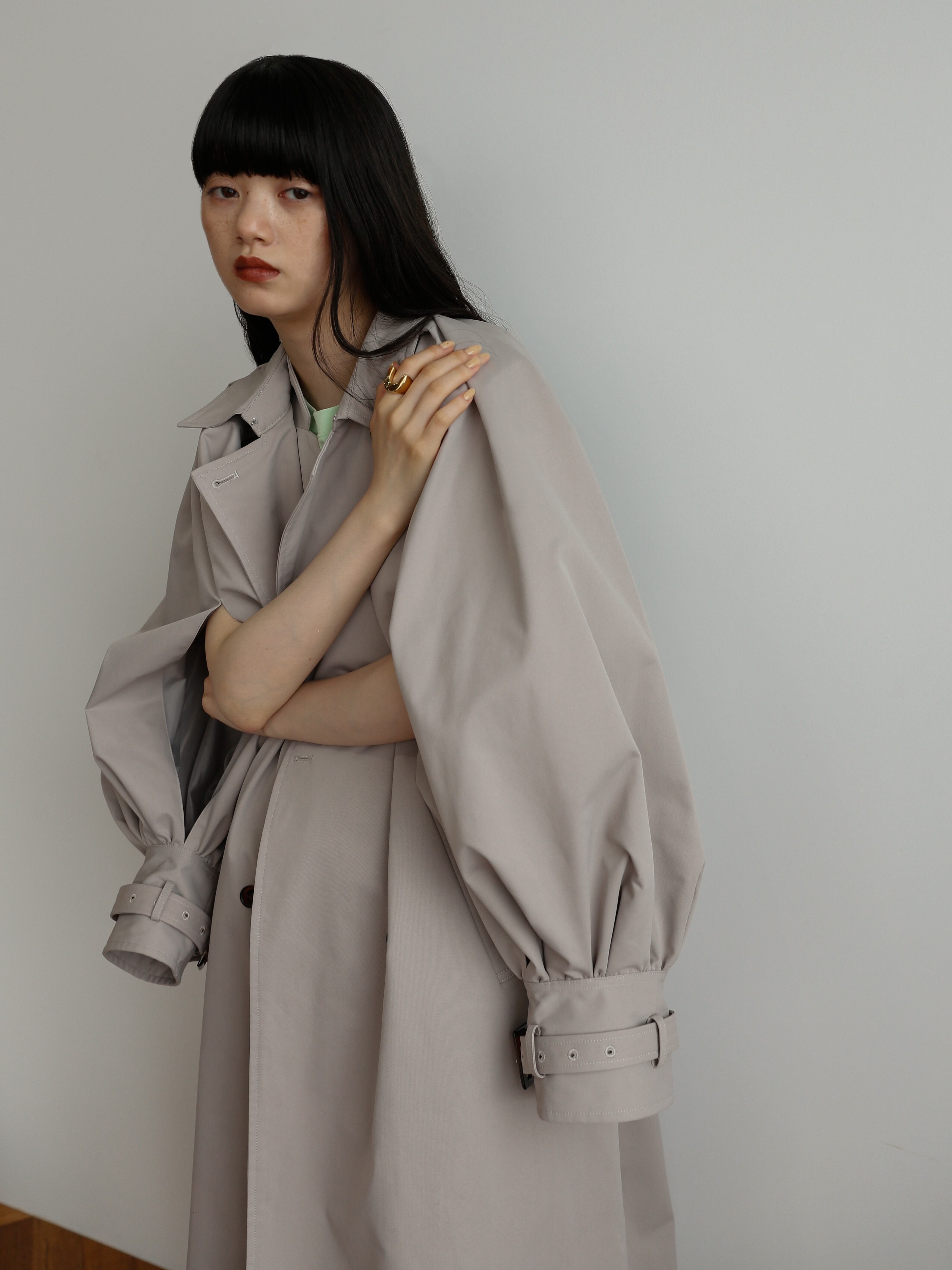 2way balloon sleeve long trench coat（cement） | Katrin TOKYO