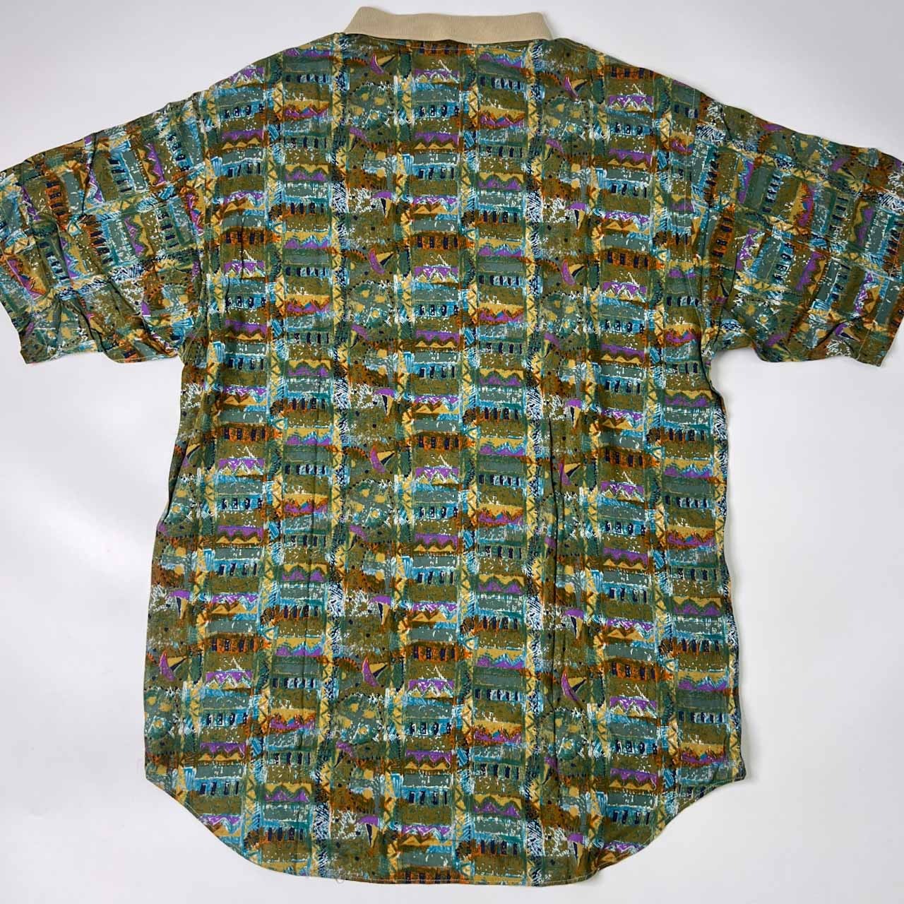 90s TRUSSARDI トラサルディ アートデザイン レーヨン 半袖 ポロシャツ L/マルチ メンズ