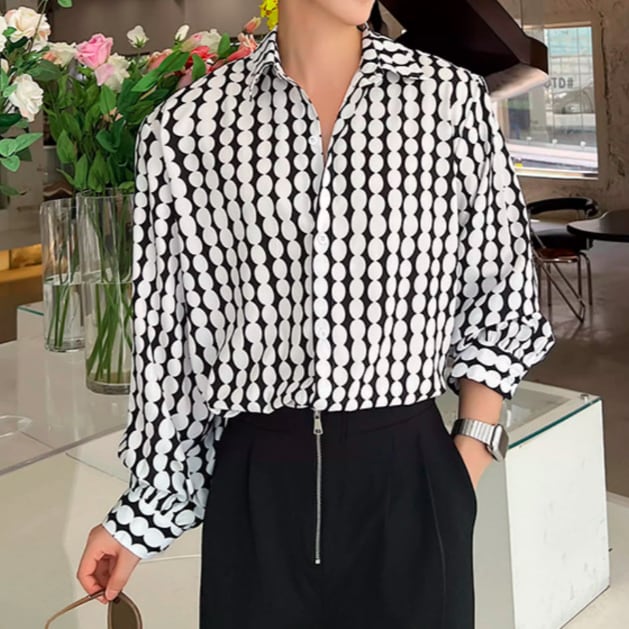 ドットプリント ドレープシャツ LB1181