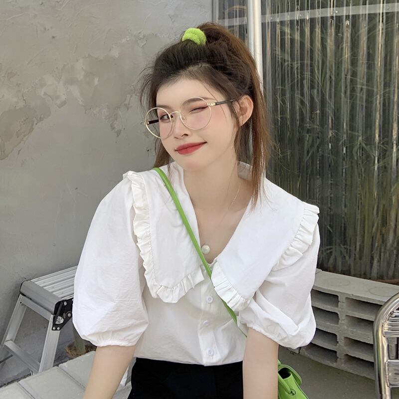 スタイルカラーホワイトシャツ スリーブサマートップス 夏物 スーパーモール75715076182