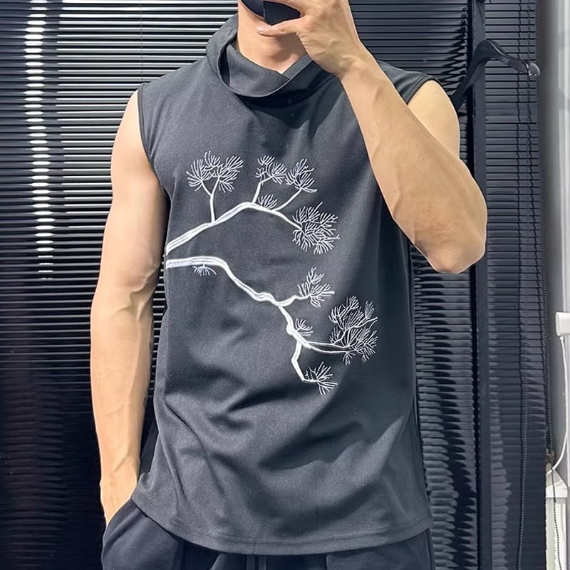 ノースリーブハイネックトップ プリント柄デザイン 1color MTO0326