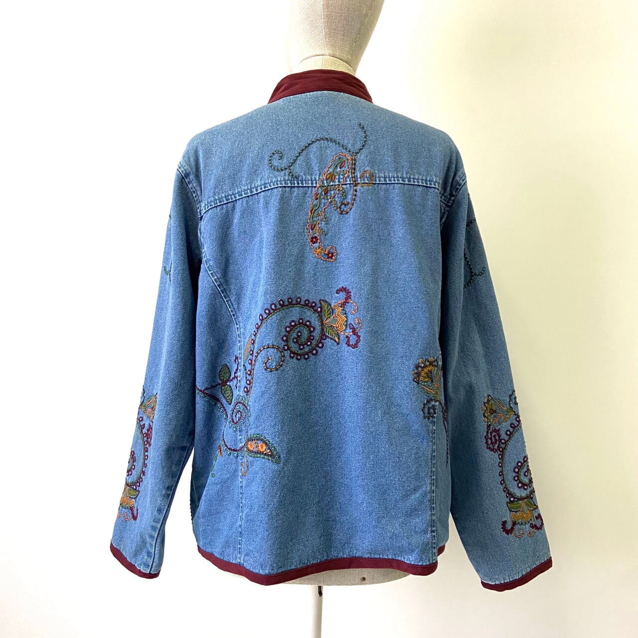 Denim＆Co 刺繍 スタンドカラー 花 デニムジャケット レディースL 古着【デニムジャケット】【CS2301-50】 | cave  古着屋【公式】古着通販サイト