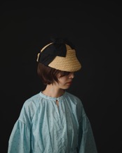 【Joëlle】Raffia ribbon cap/アシンメトリーラフィアキャップ