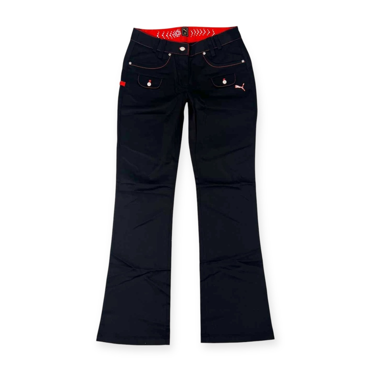 PUMA GOLF プーマゴルフストレッチ コットン スラックス パンツ M /黒 ブラック/レディース