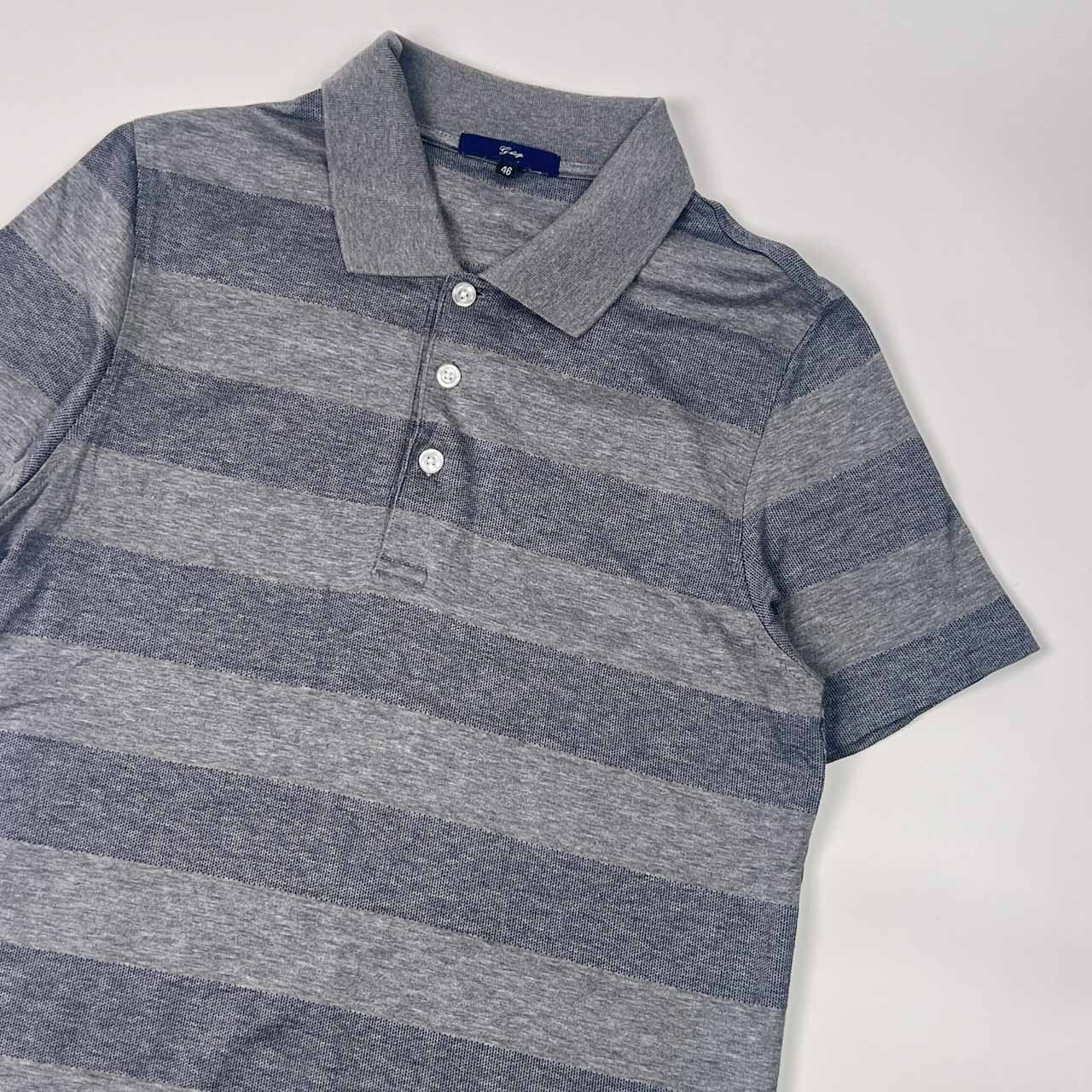g-stage ジーステージ ボーダー 半袖 ポロシャツ 46/グレー メンズ