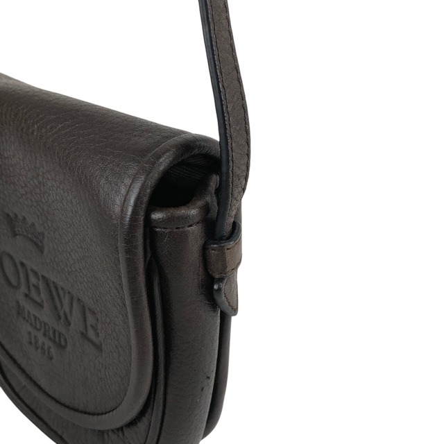 LOEWE ロエベ ショルダーバッグ ブラウン 型押しロゴ レザー ミニショルダー vintage ヴィンテージ オールド iavthk