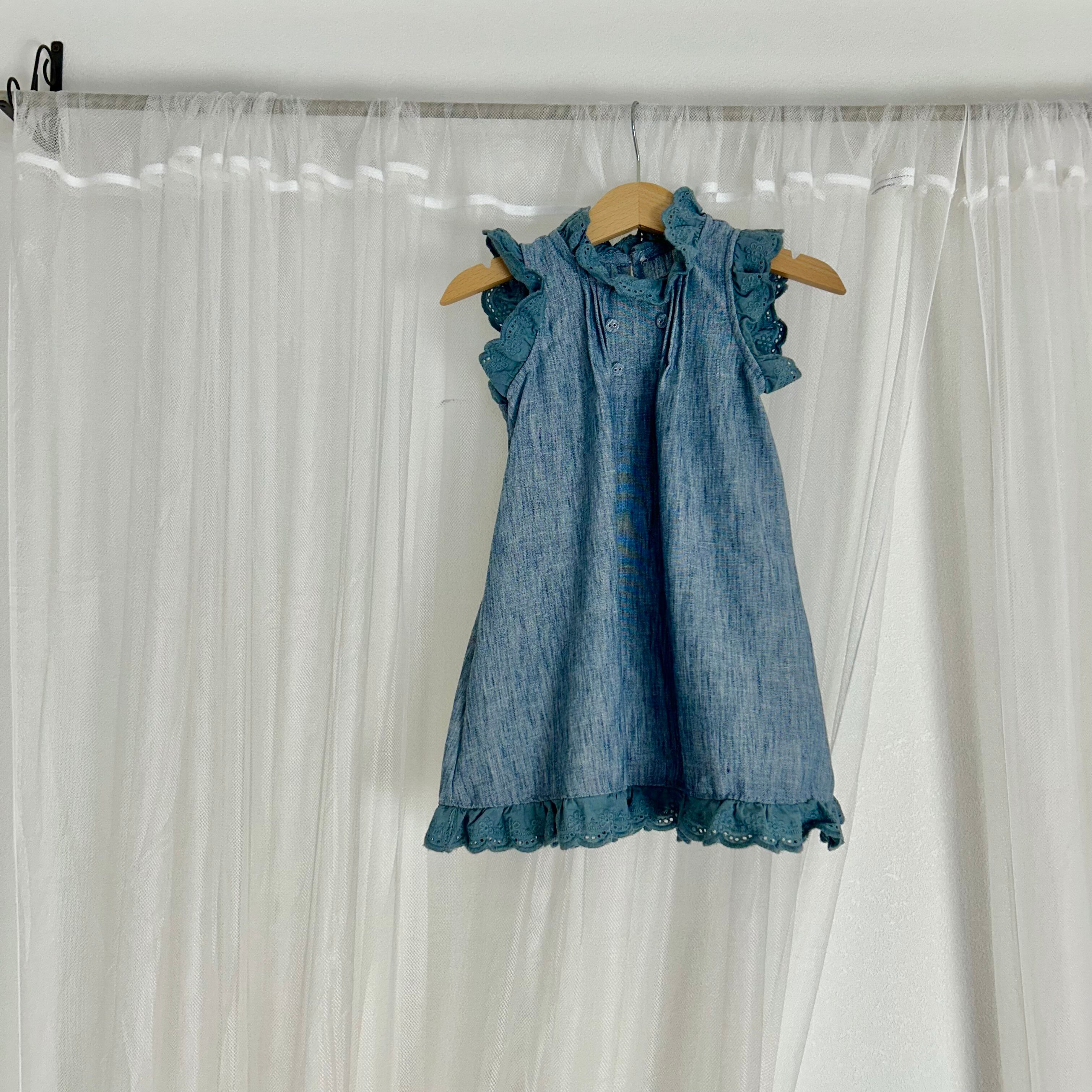 denim frill onepiece